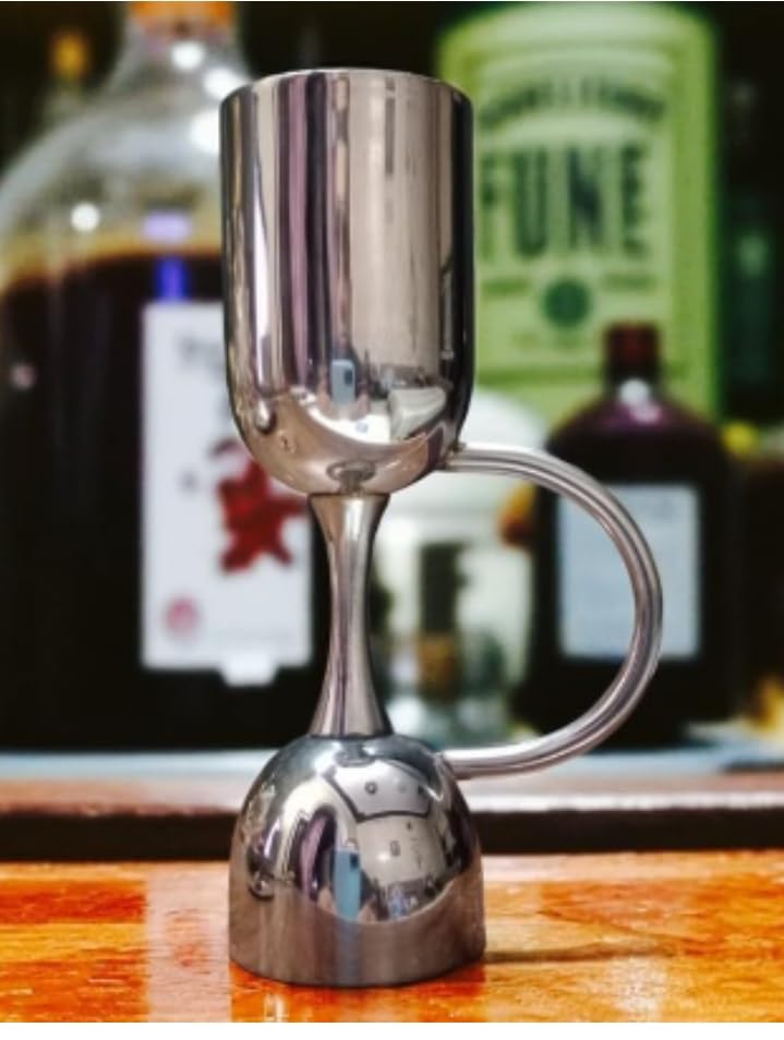 Devanjana™ Stainless Steel peg Measurer 30 & 60ml Jigger Bar Cocktail Jigger Shot Glass Metal peg Measure Cup Tool Shot Ounce Bar Mixed Cocktail Beaker Set of 1