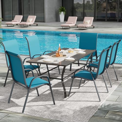 Image of UDPATIO Patio Chairs Set of 6, Stackable Outdoor Dining Chairs with High Back, Breathable Textilene Fabric Outdoor Chair All Weather, 350LBS Capacity for Garden /Backyard (Light Blue)