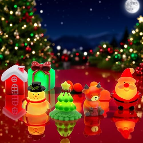 Badespielzeug Leuchtend für Kinder, 6Stück Weihnachts Badewannenspielzeug mit Licht, Baby Wasserspielzeug Ab 1 Jahr, Leuchtspielzeug für Badewanne Geschenk zu Weihnachten