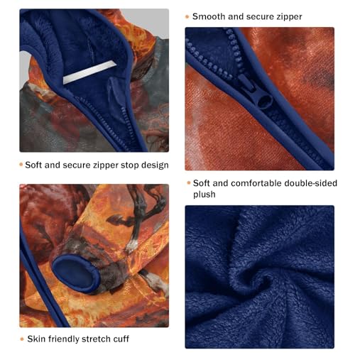 Fiery Horses Galloping Through Flames Toddler Fleece Jacket Girl Boys Hooded Fleece Jacket Coat3