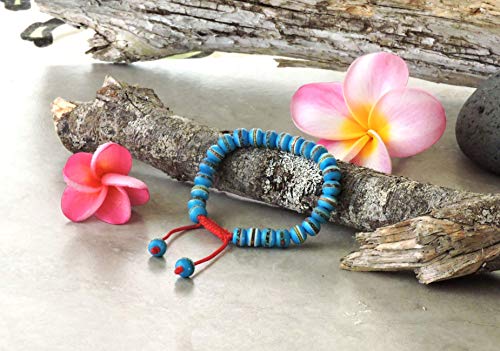 Hands Of Tibet Tibetan Prayer Mala Embedded Medicine Bracelet Yoga Healing Beads Adjustable Wrist Mala for Meditation Many Color Choices (Sky Blue) 6