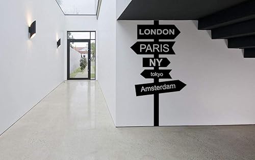 Wall Vinyl Sticker Sign Pointer London Paris NY Tokyo Amsterdam Travel Car Mural Decal Art Decor LP3117