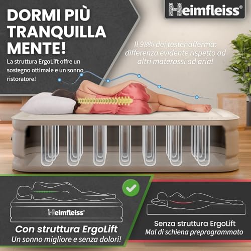 Heimfleiss® Materasso Gonfiabile Singolo 100X200 Cm | Materassino Autogonfiabile Premium Con Pompa | Letto Portatile Da Viaggio E Campeggio - 3