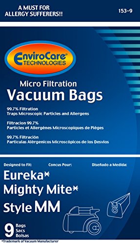 EnviroCare Replacement Micro Filtration Vacuum Bags made to fit Eureka Style MM Eureka Mighty Mite 3670 and 3680 Series Canisters 9 Bags
