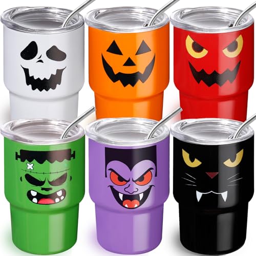 La Mejor Lista de Halloween Shot favoritos de las personas. 43 FOGWOWO - Juego de 6 vasos de chupito de Halloween de 3 onzas con pajita y tapa, vasos de chupito espeluznante de calabaza, fantasma, diablo, fiesta de Halloween, vasos de chupito...