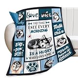 Lovira Siberian Husky Throw Blanket Dog Print Blankets Gifts for Couch Sofa Bed Stuff Decor Lightweight Soft Cozy Fleece Plush Warm Flannel Bedding for Lover Men Women 40"x50"