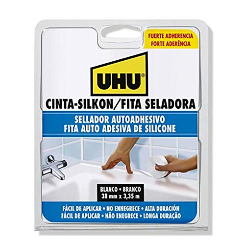 Productos Imedio. 6310767 - Cinta coc/baño selladora 3.35mtx38 mm bl autoadh silkon uhu Cover