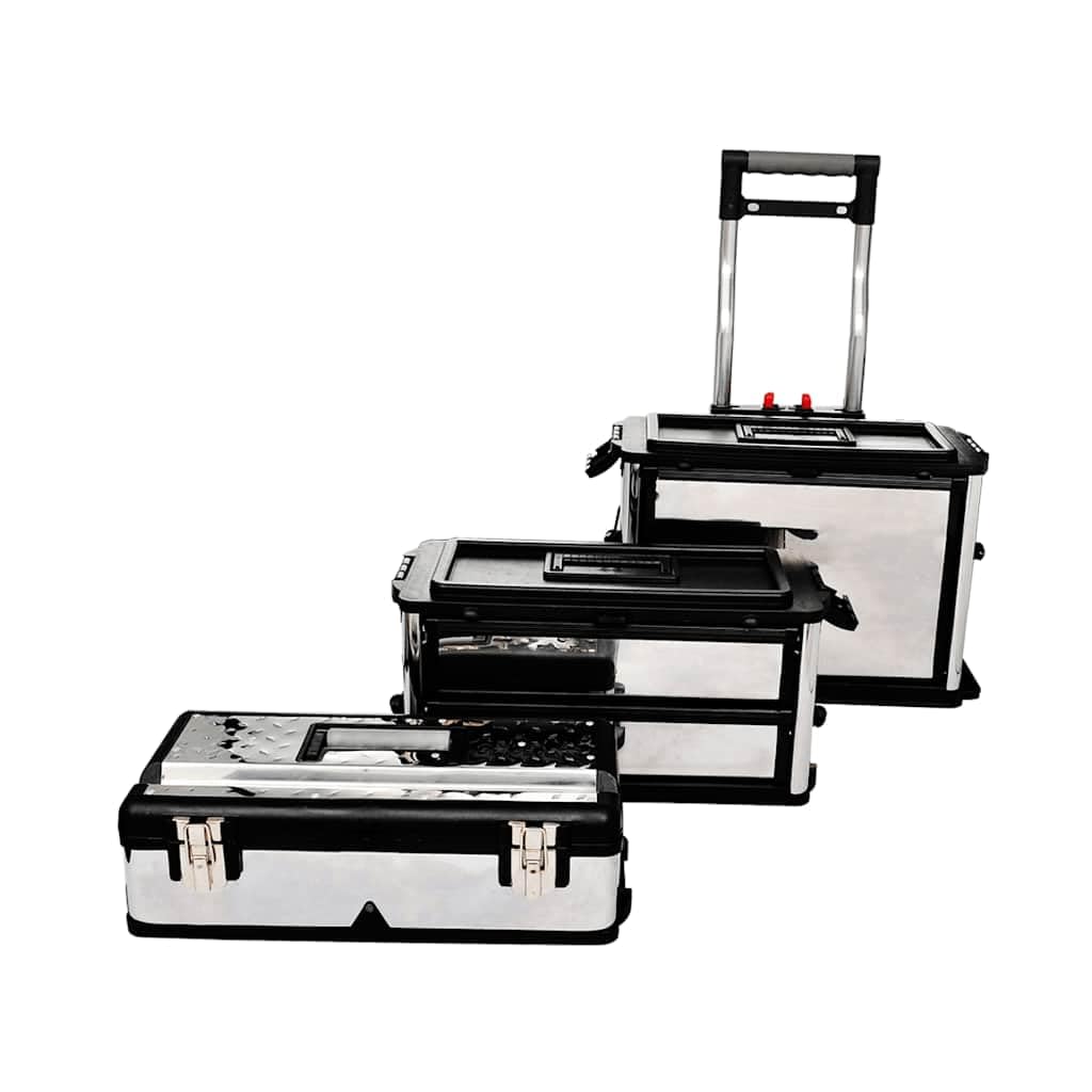 Caja de Herramientas de 3 Partes con Ruedas y Asa Extraíble