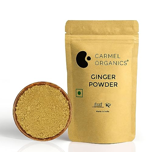 Image of CARMEL ORGANICS Ginger Root Powder (80 Grams)| Zingiber Officinale | NON-GMO | No Added Preservatives | Sukku Podi | Dry Sonth /Adrak Powder for Cooking and Health