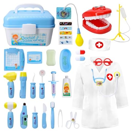 Medical Kit for Kids - 38 Pieces Doctor Pretend Play Equipment, Toy Doctor Kit for Kids, Doctor Play Set with Gift Case for Boys Girls 3 4 5 6 7 Years Old Christmas Birthday Gift(Blue)