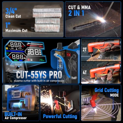 Image of ANDELI Non-HF Plasma Cutter with Built-In Air Compressor 55A,1 inch Max Cut