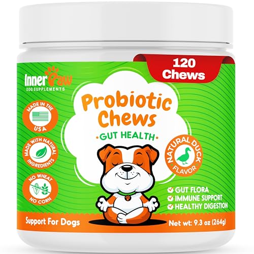 Probiotics for Dogs – Digestive Enzymes for Gut Health, Diarrhea & Bowel Support, Seasonal Allergies, Dog Supplement for Pet Immune System, Dog Vitamin – 120 Soft Chews – Chicken Probiotics for Dogs – Digestive Enzymes for Gut Health, Diarrhea & Bowel Support, Seasonal Allergies, Dog Supplement for Pet Immune System, Dog Vitamin – 120 Soft Chews – Chicken