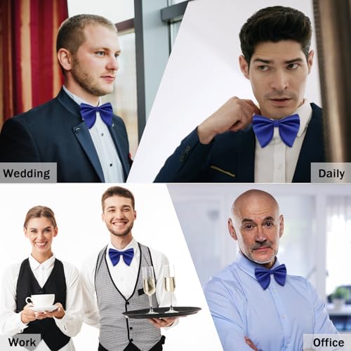 Image of Mens Bow Tie Pre Tied Oversized Bow Ties for Men Satin Bowties for Tuxedo Wedding Party Banquet