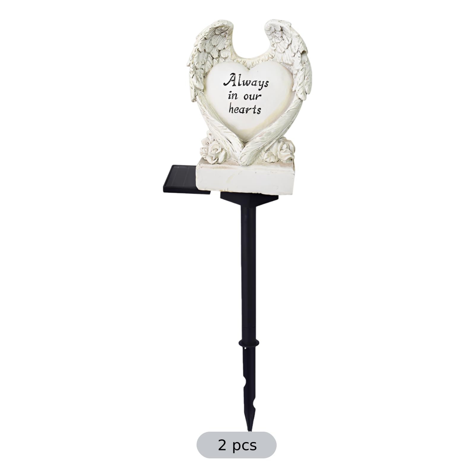 Skrzydła anioła, lampy solarne, statuetka pamiątkowa w kształcie serca, 43,5 cm, dekoracje cmentarne na grób, wodoodporne lampy ogrodowe na grób, podwórko, dekoracja tarasu, 2 szt