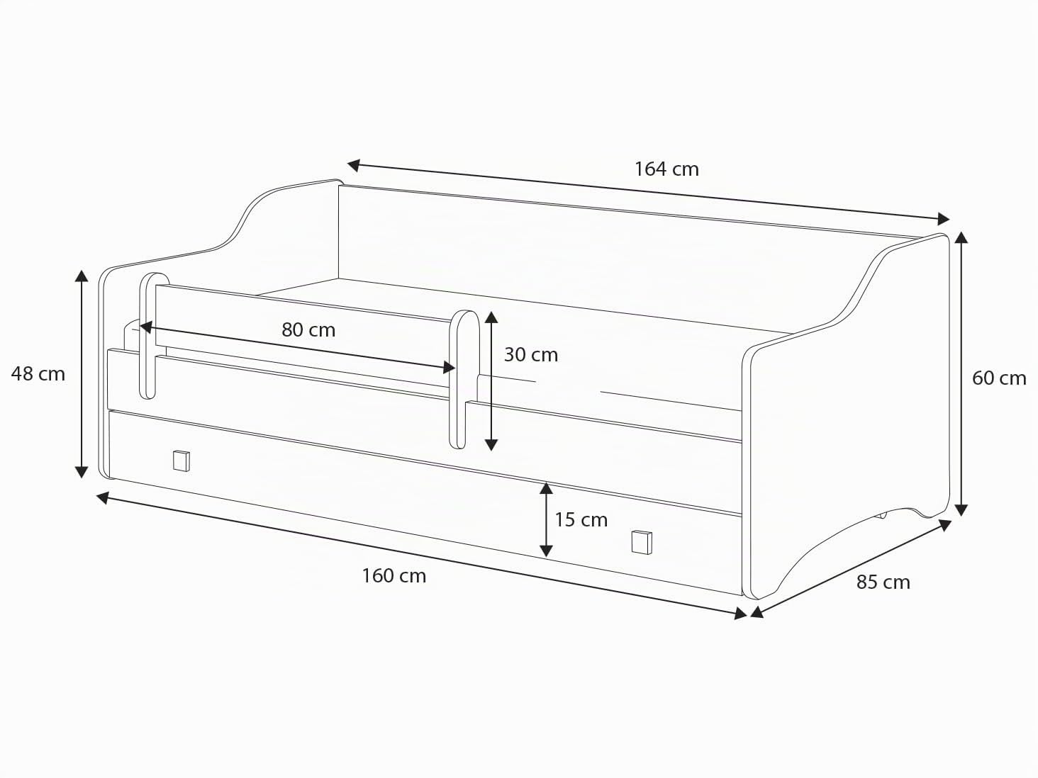 Kobi - Cama Juvenil Erik 180 x 80 cm