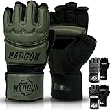 MADGON MMA Handschuhe Olive/Schwarz L | Für Männer & Frauen | Komfortabler Sitz & hohe Sicherheit | Ideal für Boxen, Kampfsport, MMA & Muay Thai