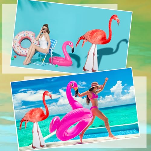 Image of Geelin 5ft Flamingo Cardboard Cutout Standup Flamingo Party Decoration Life Size Summer Beach Theme Decoration Tropical Backdrop Photo Prop for Hawaii Beach Themed Birthday Party Decor
