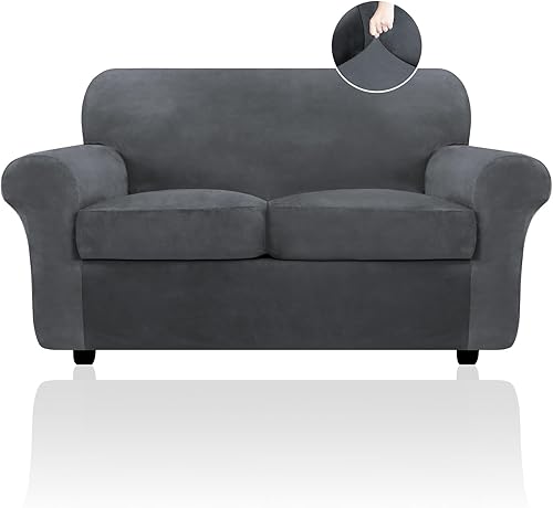 Miniatura 30 de FestiCorp Funda de sofá de terciopelo para perros, fundas elásticas para sofá, fundas gruesas para mascotas, funda para silla lavable, sillón, gris