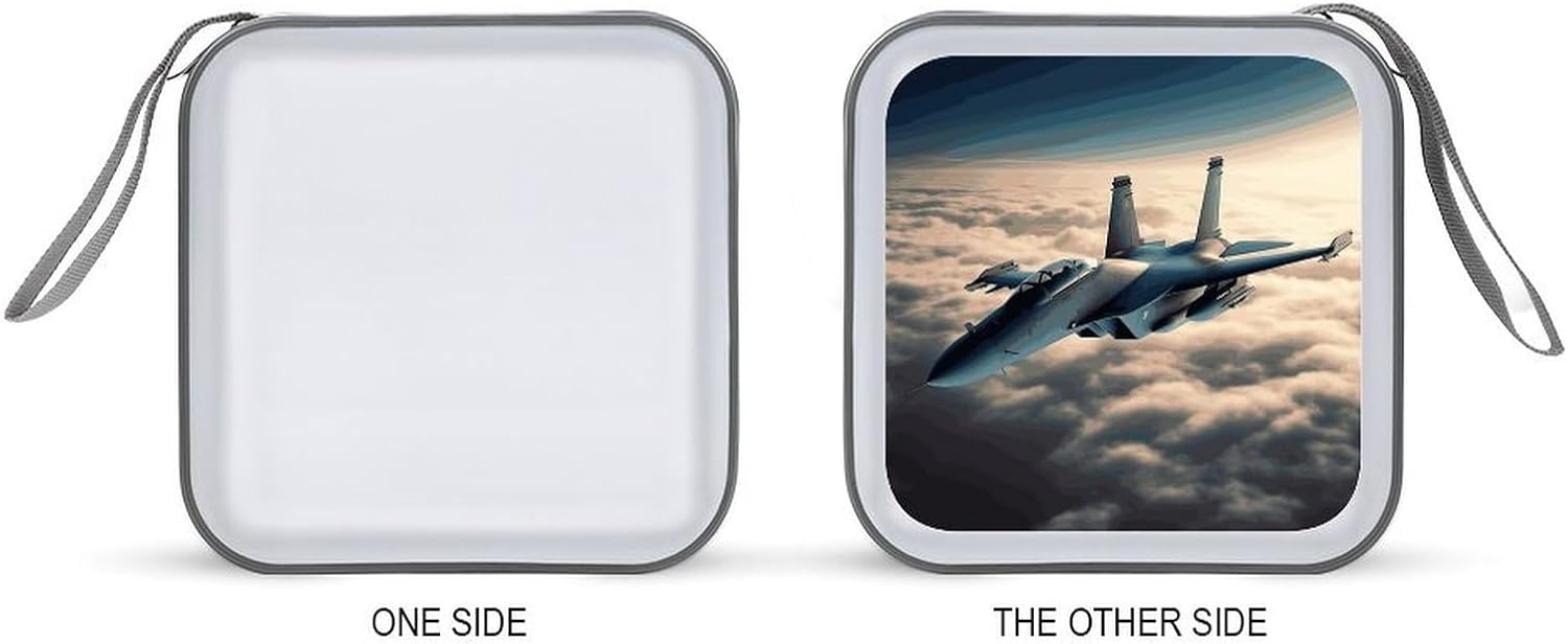 Aircraft Fighter Jets CD Case with Hand Strap Lightweight DVD Wallet Holder 40 Capacity CD/DVD Case Wallet Protective CD Wallet CD/DVD Portable Storage Binder for Car Home Office
