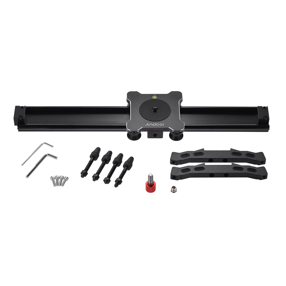 Andoer 40cm / 15.7in Slider portatile in lega di alluminio Sistema di stabilità per Nikon Canon Sony DSLR Videocamera DV Video Film Making Max. Carica 6kg / 1.3lb