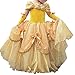 IWEMEK Bébé Filles Conte de Fée Robe de Carnaval Princesse Belle Costume de la beauté et la bête Déguisements Cosplay Halloween Noël Robe de Soirée Cérémonie Anniversaire Jaune 6-7 Ans