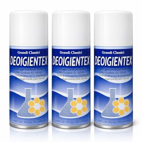 HOME PRO Tris DeoIgientex - Desinfectante en spray para tejidos, perfume de ambiente, desodorante de interiores, higieniza ropa, salvavidas tejidos, come olores, armario de bolsillo, 3 x 150 ml
