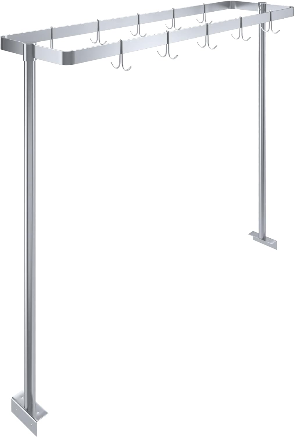 AmGood 60 in. Stainless Steel Table-Mounted Pot Rack With 8 Hooks