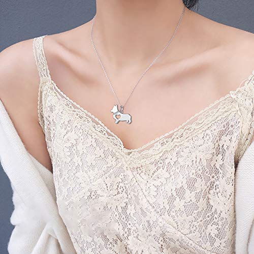 FLYOW 925 Sterling Silver Cute Animal Jewelry Pig/Pandas/Bunny/Corgi Pendant Necklace for Women Birthday Christmas Pet Fans Gifts3
