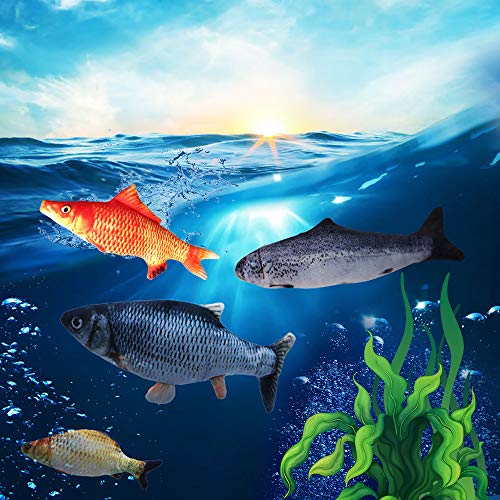 GBSYU Floppy Fish Cat Toy, Cat Toys for Indoor Cats with Catnip, Interactive Cat Toy for Cat Exercise, Realistic Cat Fish Toy, Motion Kitten Toys (Black)