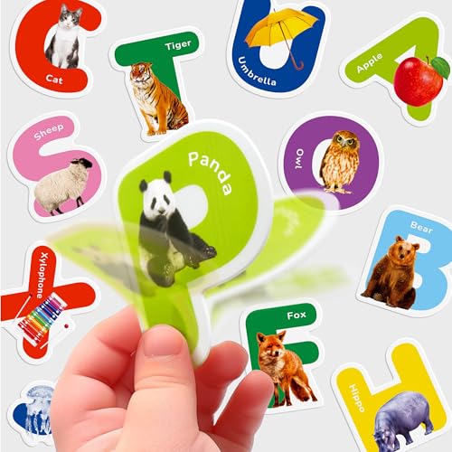 Dotimo Kids DOTIMO004-5 Letter Gel Decals Stickers, Thick Removable Reusable Alphabet Animal Window Door Stickers For Home Classroom Nursery Kids Toddlers Animal Party Supplies Decorations  cover