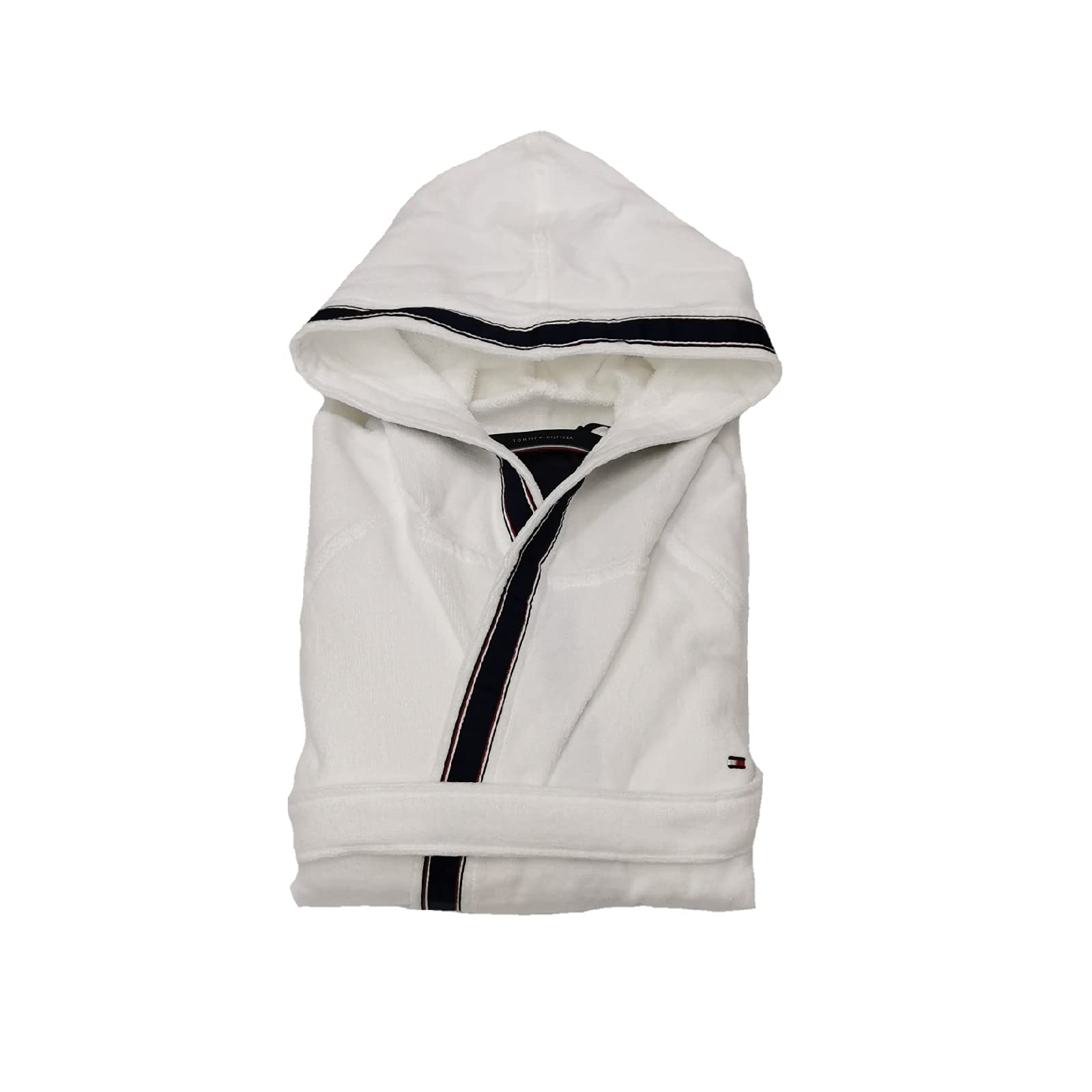 Tommy Hilfiger Bademantel Frottee mit Kapuze University, Weiß, XL