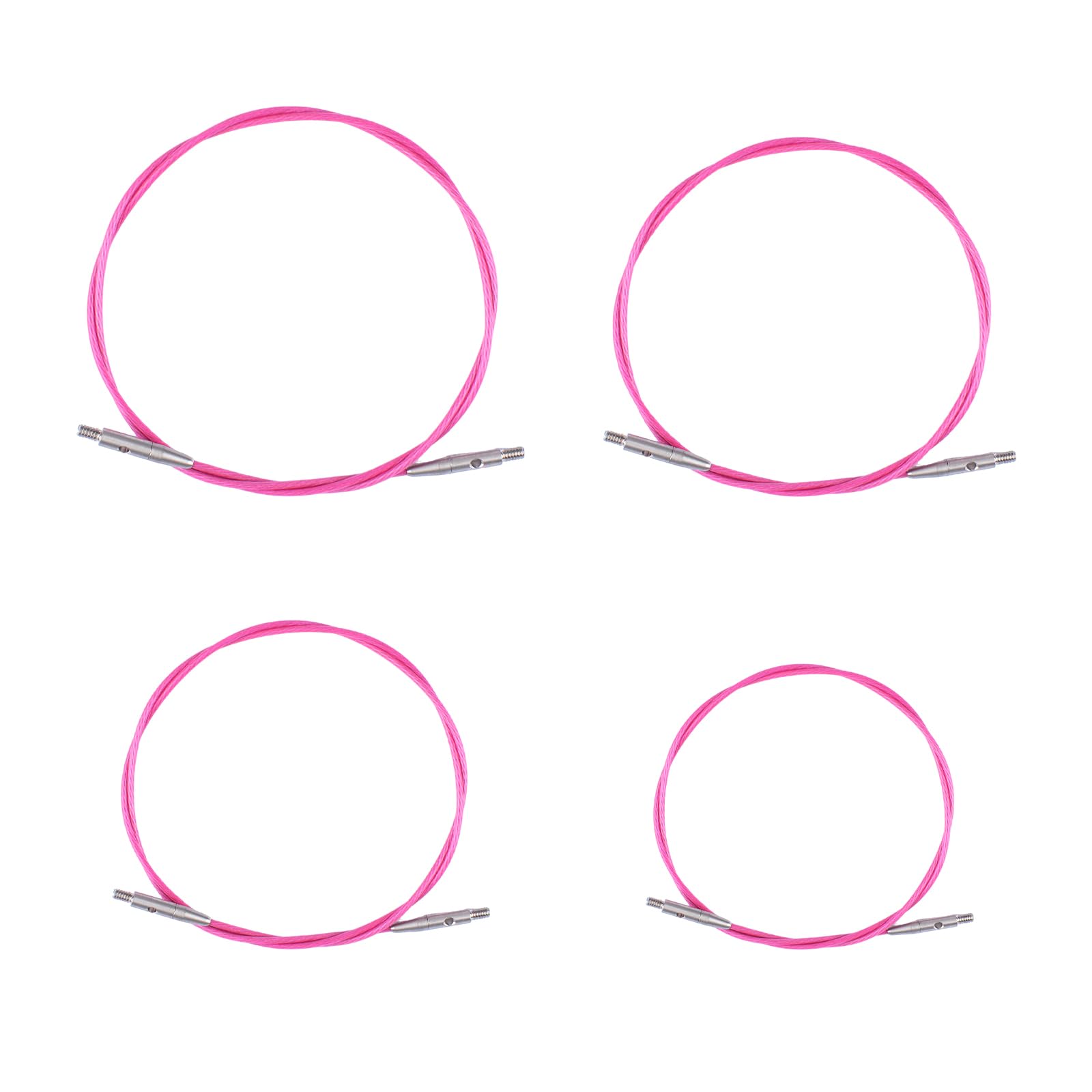 URROMA 4Pcs Interchangeable Knitting Cables Set, Flexible Circular Knitting Needle Cords 7.9-19.7inch, Stainless Steel Connector for Knitters DIY Yarn Craft