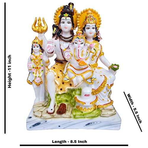 Image of KRISHNAGALLERY1 Marble White Shiv Parivar Family Statue Idol Shiv Parivar Murti Home Decoration Pooja Gift Idol 10.5 Inch