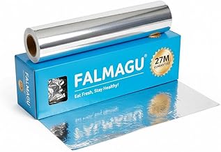 JUREVIA 27M Heavy-Duty Aluminium Foil for Food | 27 Meter (90 Ft) Roll | Premium Food Grade Tin Foil for Cooking, Grilling, Baking, and Storage | Freezer Safe & Tear-Resistant (27 M)