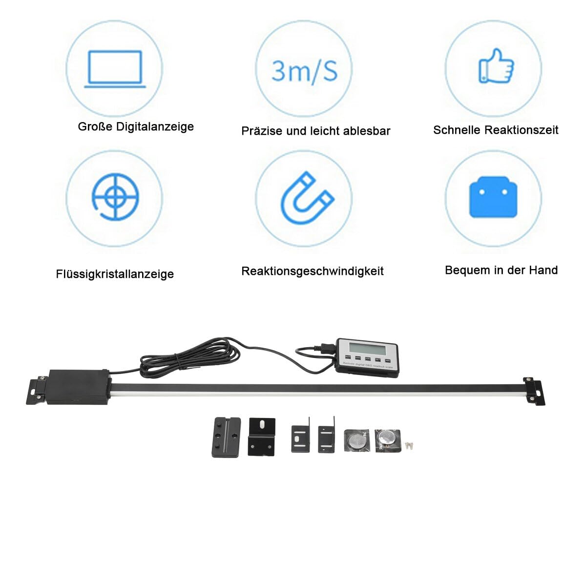 Digitalanzeige Set,Digital readout kit Auslesewaage Digitalanzeige Wegsensor genaue digitale LCD-Skala Kit für Fräsmaschinen-Drehmaschinen,Genauigkeit: ±0,06 mm,0-500 mm