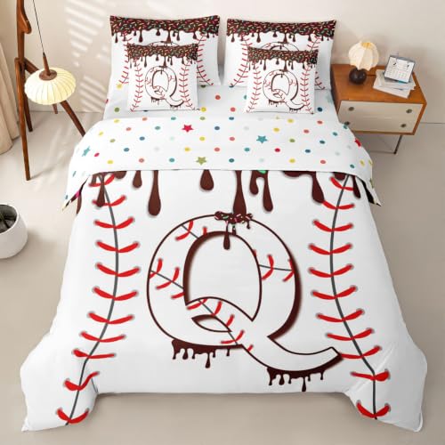 Loussiesd Juego de funda de edredón tamaño Super King con sábanas para niños y niñas con letra inicial, 7 piezas, diseño de helado, color marrón, decoración de habitación, microfibra suave y ligera