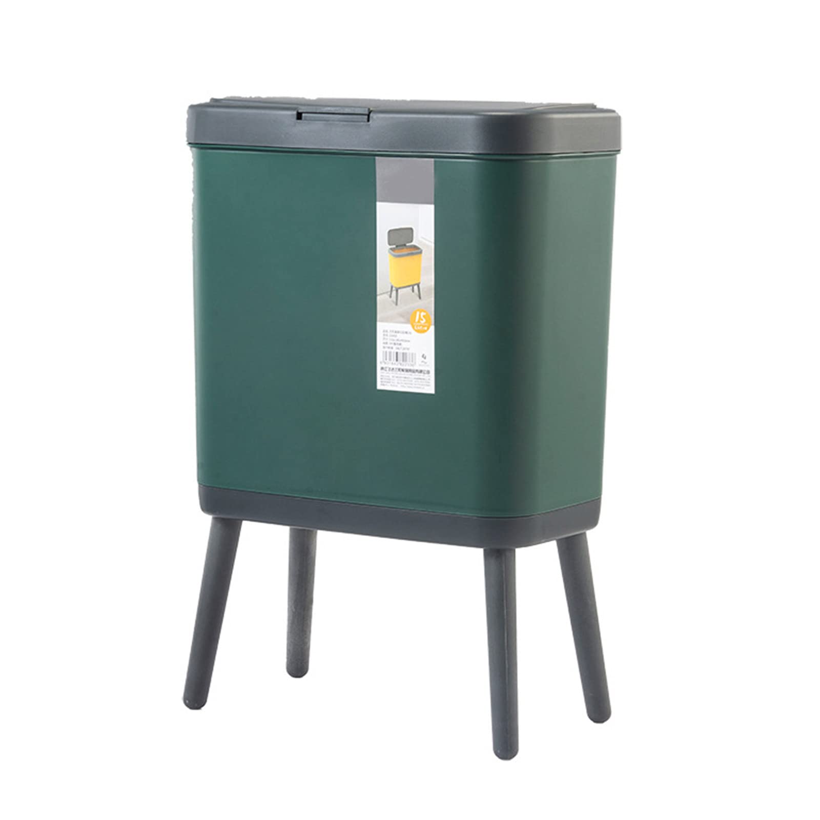 YOUNAFEN for Creative Dustbin High Foot with Lid Large Capacity Press Type Waste Bin Kitchen Garbage Container Office Trash Can, Green