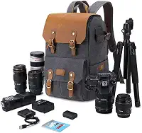 Mochila vintage de grande capacidade para câmera ao ar livre com compartimento para laptop de 15,6 polegadas para mulheres e homens, à prova d'água, mochila para câmera, SLR e tripé, bolsa de