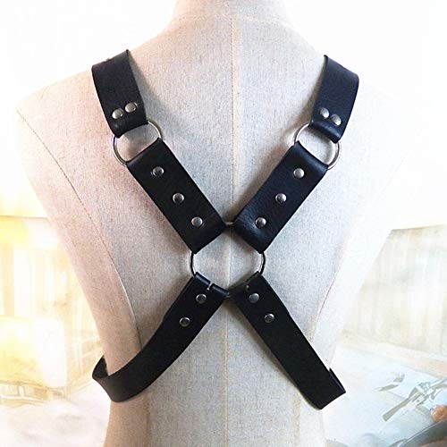 Men's Black Leather Body Chest Harness Straps Adjustable Shoulder Cage Belt Clubwear Costume2