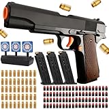 Toy Gun Soft Bullet, Cool Toy Pistol Soft Foam Bullets with 3 Magazines, 80 EVA Soft Darts, Toy Foam Blaster Shell Ejecting Shooting Games Educational Model, Gifts for Kids Girls Boys