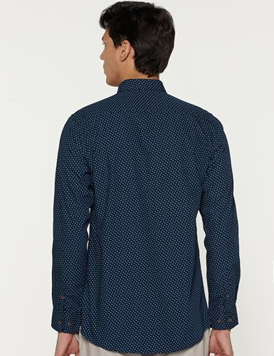 Image of Peter England Men's Everyday Ditsy Print Slim Fit Full Sleeve Casual Shirt | 100% Cotton