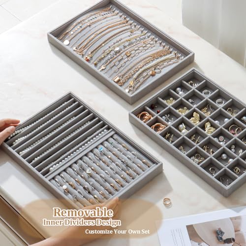 Image of Large Velvet Jewelry Tray Display Drawer Inserts 2 Pack