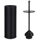 Blue Donuts Toilet Plunger with Holder for Bathroom, Multi Drain Suitable Also for Bathtubs, Quick Dry, Black