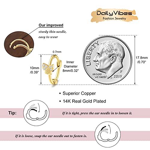 Image of DAILY VIBES Dainty Butterfly Cross CZ Small Huggie Hoop Earrings for Women