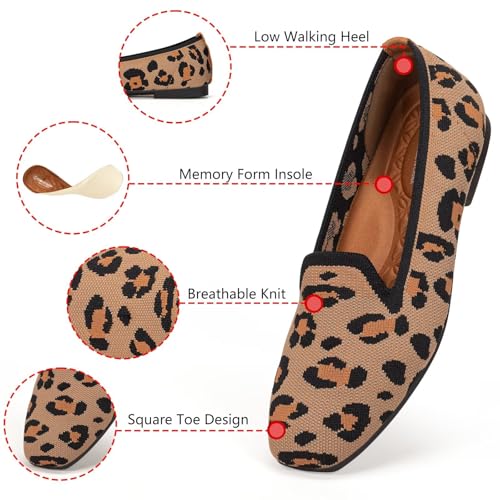 Image of Frank Mully Women's Loafer Flats Square Toe Comfortable Office Work Shoes, Cute Penny Loafer Slip On Walking Driving Shoes
