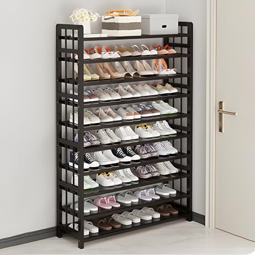 Étagère à chaussures 10 niveaux en bambou noir 100 cm - 2