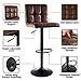 SUPERJARE Bar Stools Set of 2-360° Swivel Barstools with Back, Adjustable Height Bar Chairs, Modern Counter Height Chairs for Pub Kitchen, Vintage Brown, Fabric
