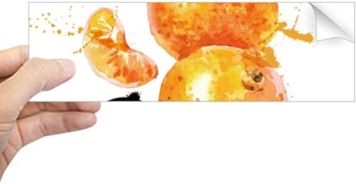 Etiqueta engomada rectangular para parachoques rectangular de acuarela con fruta de mandarina, calcomanía para ventana