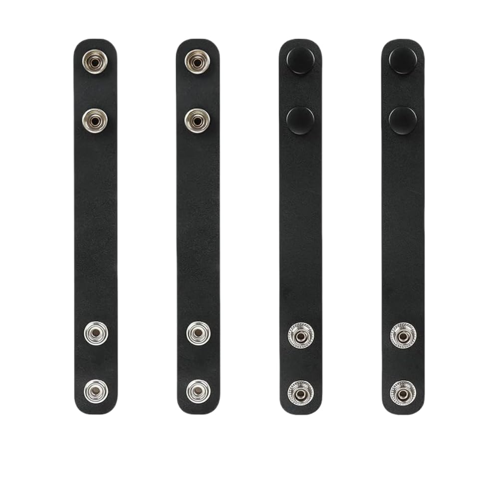 TACNEX Duty Belt Keepers w/Double Snaps for 2 Wide Belt Police Law Enforcement Security Leather Utility Tactical Belt Accessories Plain Black