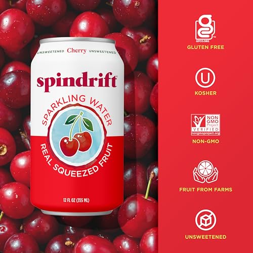 Image of Spindrift Cherry Sparkling Water, 7% Real Squeezed Fruit Juice
